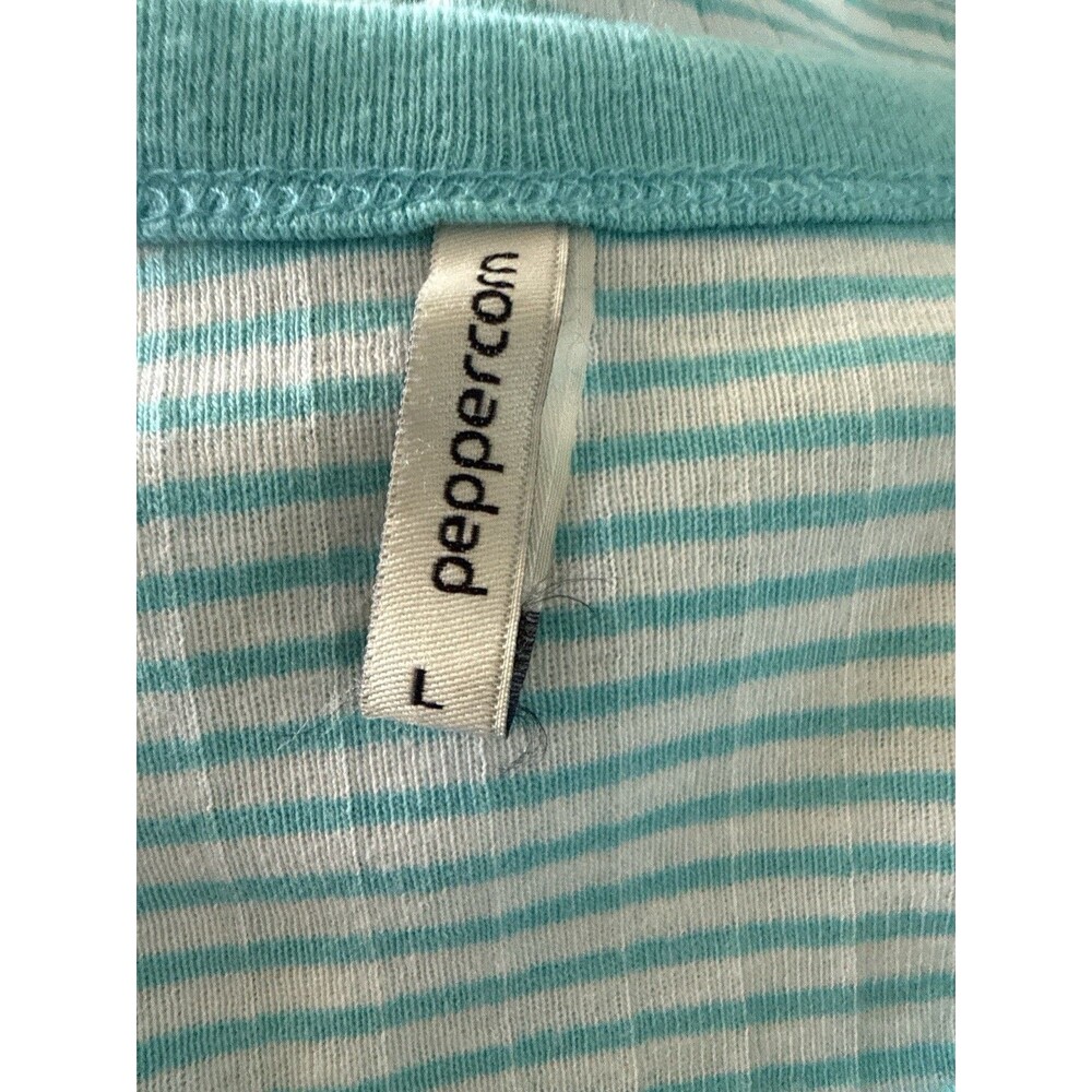 Peppercorn Green White Striped Short Sleeve T Shirt Size Large - Picture 5 of 6